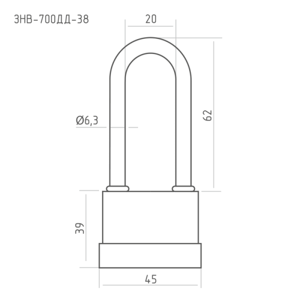 Картинка Замок навесной всепогодный НОРА-М ЗНВ-700-38 45 мм