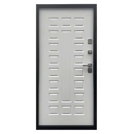 Картинка Дверь Форпост TD11-1 ТЕРМО С1 960х2050 Правая 2 Антик Коричневый штамп 2 квадрата/Белый