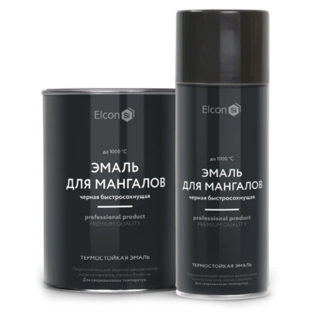 Картинка Эмаль термостойкая для мангалов Черная 1000 градусов 520 мл Elcon Max Therm