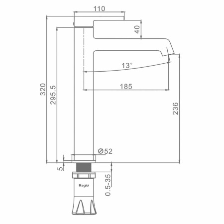 Картинка Смеситель для умывальника высокий Хром RAGLO 9R20.15