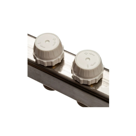 Картинка Коллектор НЕРЖ 8 выходов ручная регулировка клапанов 3/4' НР евроконус воздухоотводов STOUT