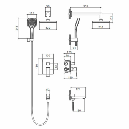 Изображение Душевая система для ванны встраиваемая Хром SPLENKA 9S01.27 Картинка Душевая система для ванны встраиваемая Хром SPLENKA 9S01.27