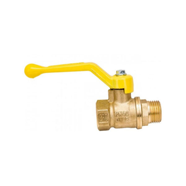 Картинка Кран шаровой для ГАЗа 1 1/4" ВР/НР рычаг латунь никелированный VALFEX