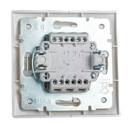 Картинка Выключатель двухклавишный с белой вставкой Белый Lezard MIRA