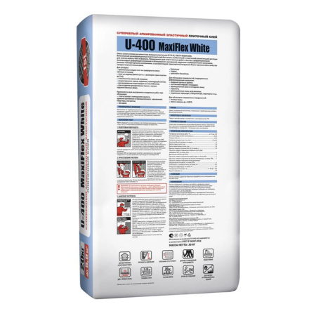 Картинка Клей плиточный Белый 20 кг без песка C2 C2TES1 Unis U-400 MAXIFLEX