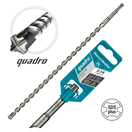 Картинка Бур 14х460 мм SDS-plus 4 грани RENNBOHR Quadro