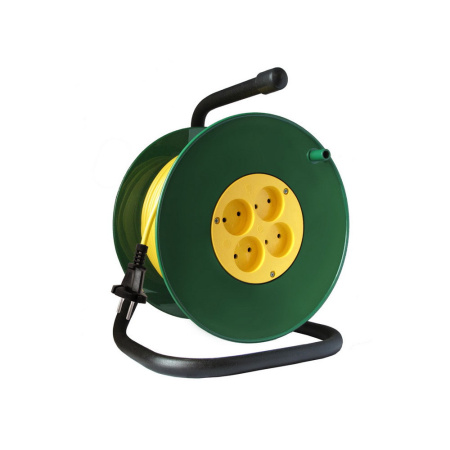 Картинка Удлинитель ТМ Союз 4 гнезда силовой на катушке 3500 Вт с заземлением 30 м 481S-3503 UNIVersal