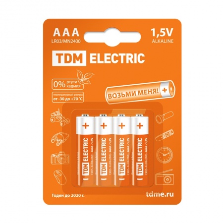 Батарейка TDM ELECTRIC LR3 AAА Alkaline 1,5V BP-4