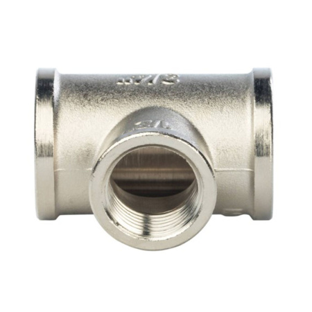 Картинка Тройник ВВВ 3/4"х1/2"х3/4" переходной никелированный STOUT