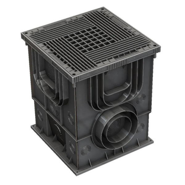 Картинка Дождеприемник пластиковый в сборе c решеткой 350х350х420 мм AQUASTOK MASTER B125