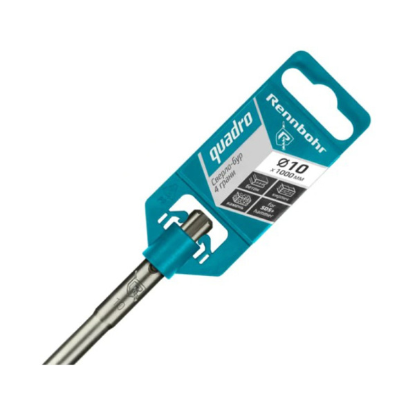 Картинка Бур 10х1000 мм SDS-plus 4 грани RENNBOHR Quadro