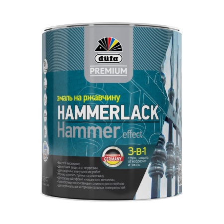 Эмаль по ржавчине 3в1 DUFA Premium HAMMERLACK Молотковая Черная 0,75 л