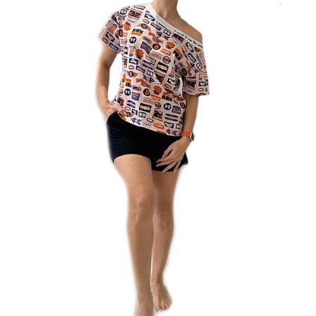 Женская пижама футболка на плечо и шорты размер 46(S) W36107