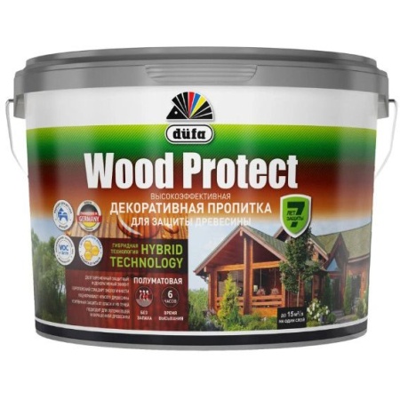 Пропитка декоративная Dufa Wood Protect Белая 9 л
