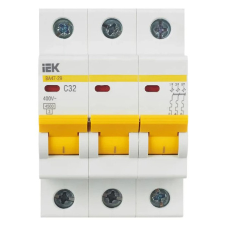 Картинка Выключатель автоматический 3п 32А С ВА47-29 4.5кА IEK