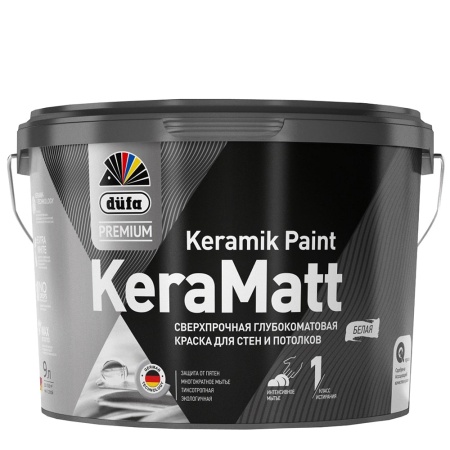 Краска Dufa Premium Keramilk Paint KeraMatt сверхпрочная для стен и потолков ВС 2.5 л глубокоматовая