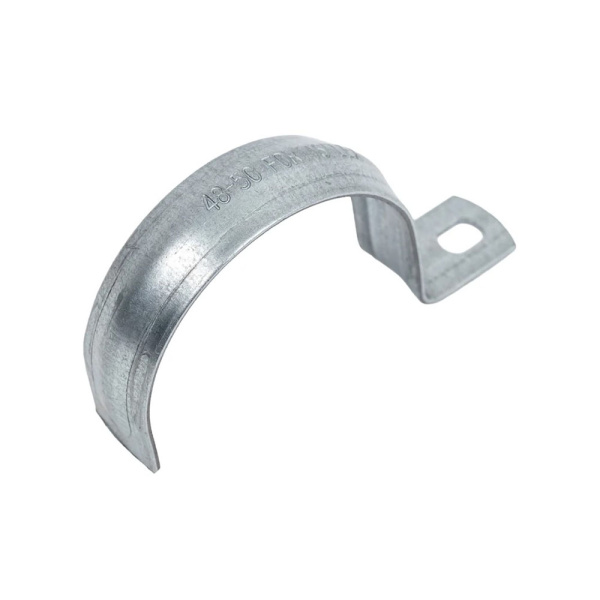 Картинка Скоба крепежная однолапковая СМО Ø 48-50 мм оцинкованная металлическая Fortisflex