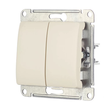 Картинка Выключатель двухклавишный в рамку Бежевый System electric GLOSSA