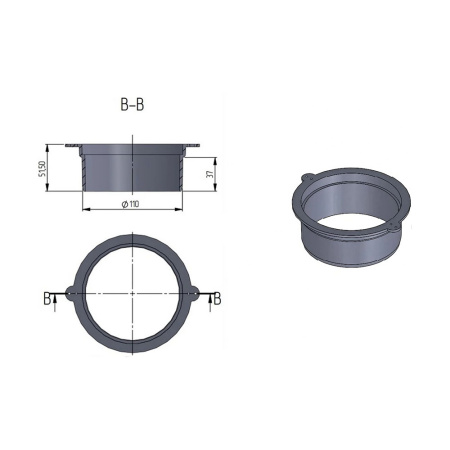 Картинка Патрубок DN110 для низкопрофильных лотков DN100 и DN150 A15 130x145x52 AQUASTOK