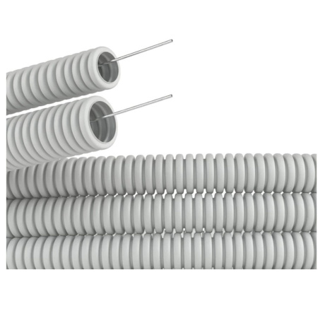 Картинка Труба ПВХ гофрированная Серая с зондом Ø 20 мм ЭЛЕКТРО