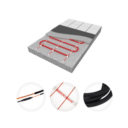 Картинка Теплый пол нагревательный мат 8 м² 0,5х16 м 1280Вт REXANT Extra