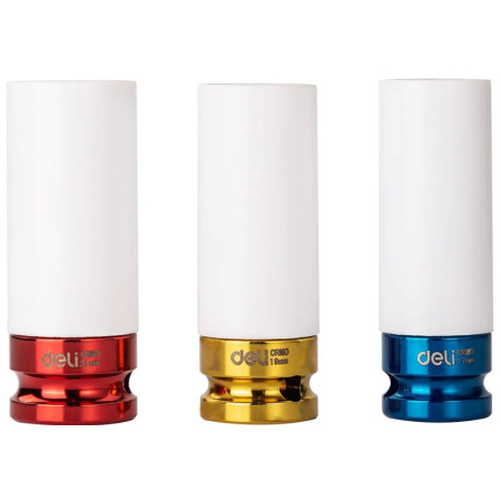 Картинка Набор ударных головок 17х19х21 мм кейс DELI DL2003Q