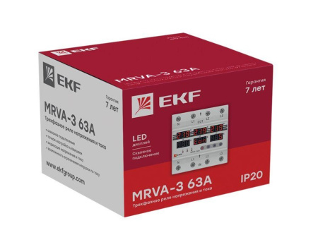 Картинка Реле напряжения и тока с дисплеем MRVA 63A MRVA-3-63A EKF PROxima