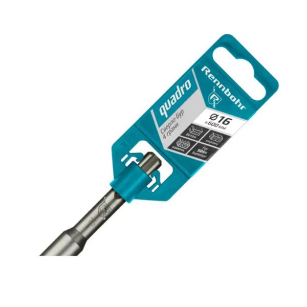 Картинка Бур 16х600 мм SDS-plus 4 грани RENNBOHR Quadro