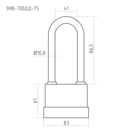 Картинка Замок навесной всепогодный НОРА-М ЗНВ-700-75 83 мм