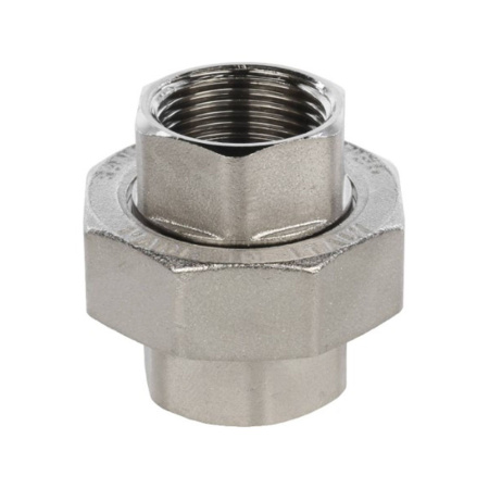 Картинка Сгон разъемный ВВ 3/4' прямой Американка никелированный STOUT