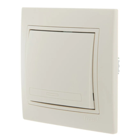 Картинка Выключатель одноклавишный с бежевой вставкой Бежевый Lezard MIRA