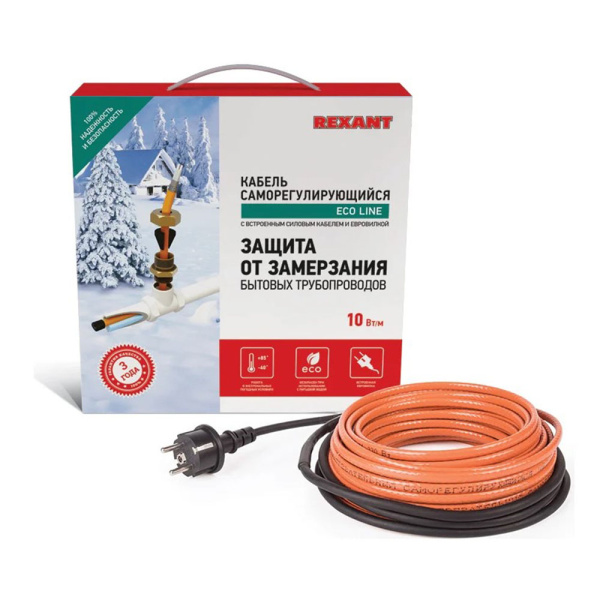 Картинка Кабель греющий саморегулирующийся пищевой SRP 10HTM2-CT в трубу 8 м/80Вт REXANT