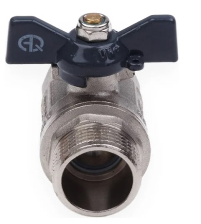 Картинка Кран шаровой ВН 1/2"  бабочка никелированный 01158 AQUALINK