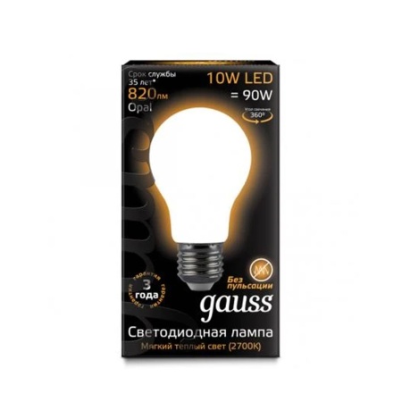 Лампа светодиодная Gauss Filament OPAL LED 10вт Е27 А60 2700К теплый свет