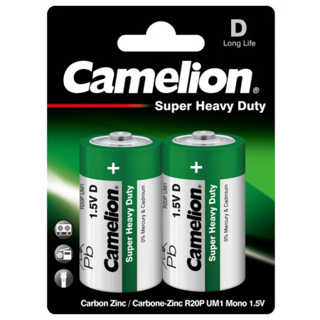 Батарейка Элемент питания D/LR20 1.5В BL-2 Camelion Green