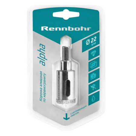 Картинка Коронка алмазная 22 мм по керамограниту Rennbohr