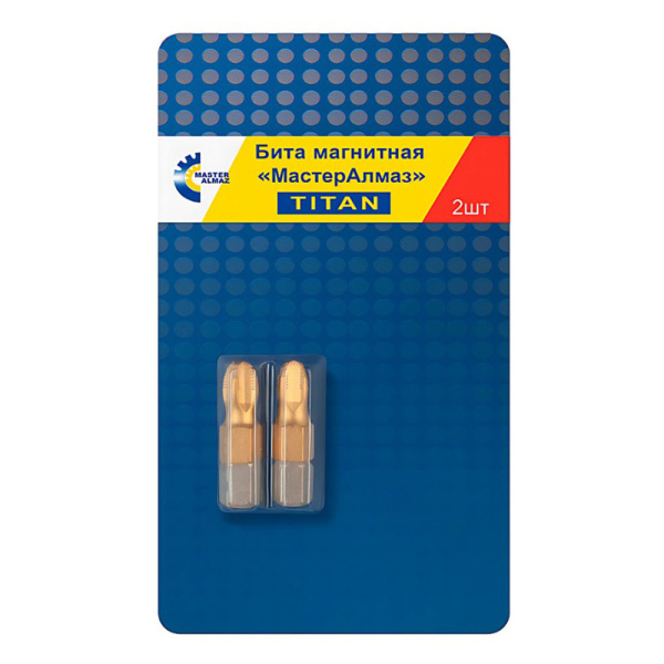 Картинка Биты магнитные РН3х25 титан 2 шт МастерАлмаз