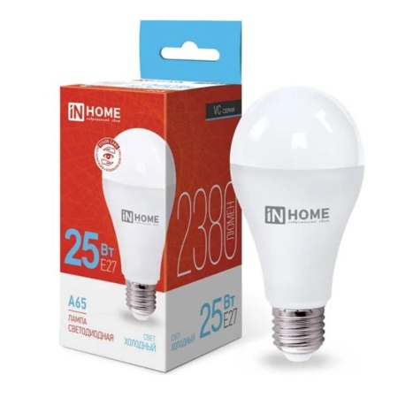 Лампа светодиодная LED-A65-VC 25Вт 230В Е27 6500К 2380Лм IN HOME
