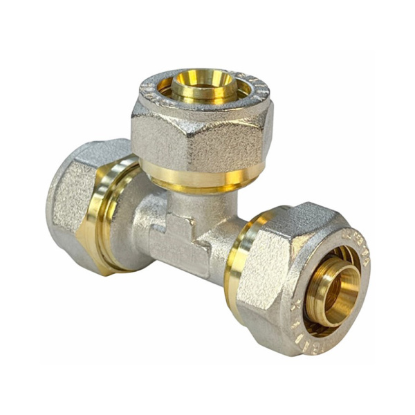 Картинка Тройник обжимной для труб металлопласт 26x26х26 Valfex
