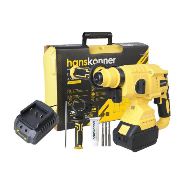 Картинка Перфоратор аккумуляторный 18В 24 мм 2,2 Дж 1х4 А/ч кейс Hanskonner