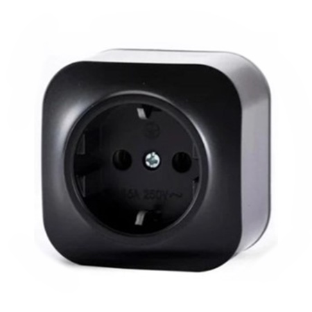 Розетка одноместная ОП Frea 16А IP20 250В с заземлением АБС-пластик Карбон TOKOV ELECTRIC