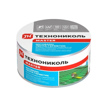 Картинка Лента-герметик ТЕХНОНИКОЛЬ NICOBAND 75 мм 10 м Серебристая
