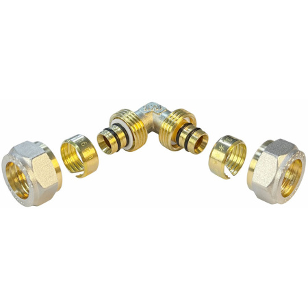 Картинка Уголок обжимной для труб металлопласт Ø 20x20 Valfex VF.351.N.020020