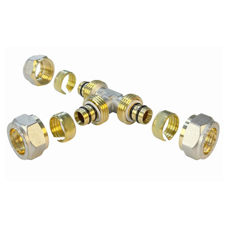 Картинка Тройник обжимной для труб металлопласт 20x16x20 PE-RT/Al/PE-RT Valfex