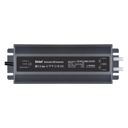 Картинка Блок питания ультратонкий 150Вт 24В IP67 металлический корпус Uniel UET-VAF-150B67