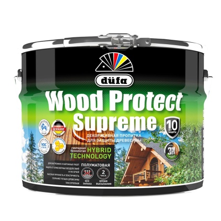 Декоративная пропитка для дерева Dufa Wood Protect Supreme Белая 9 л