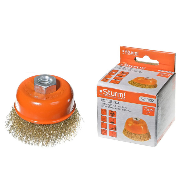 Картинка Щетка чашка для УШМ 75 мм Желтая Sturm