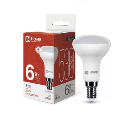 Лампа светодиодная LED-R50-VC 6Вт 230В Е14 4000К 530Лм IN HOME