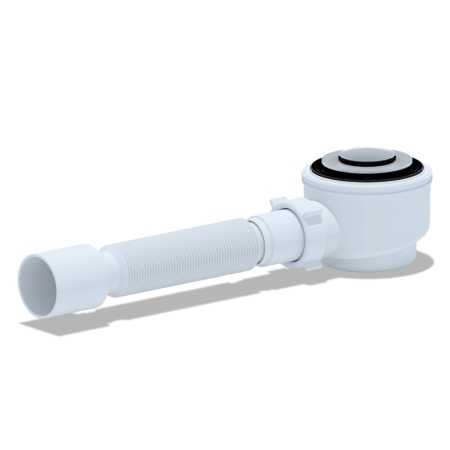 Сифон для душевого поддона 1 1/2"х50 гибкая труба 375х40/50 хром клик-клак E415CL АНИ пласт