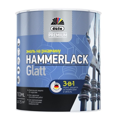 Эмаль по ржавчине 3в1 Dufa Premium Hammerlack 0,75 л Черная